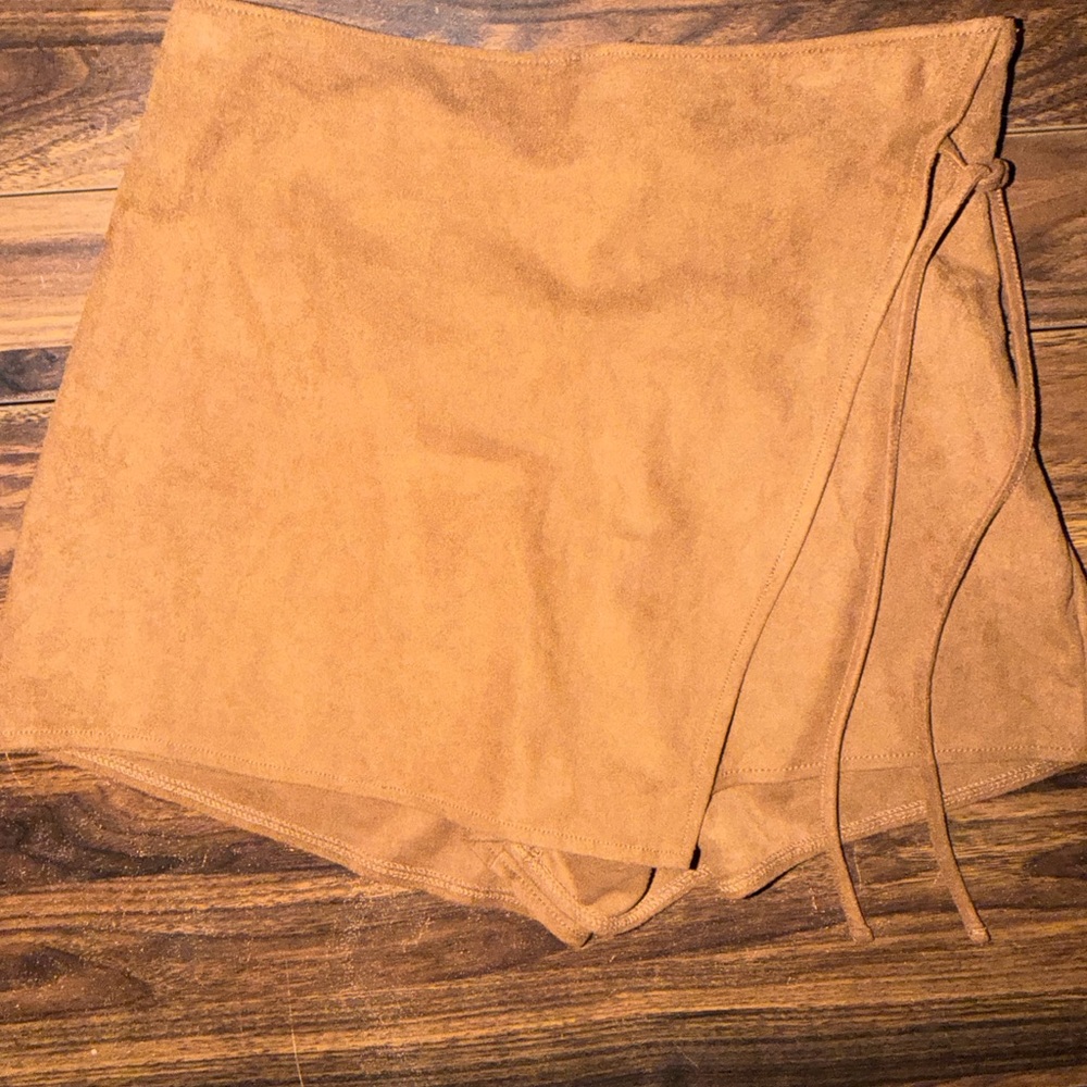 Abercrombie & Fitch Brown Vegan Suede Wrap Skirt/shorts